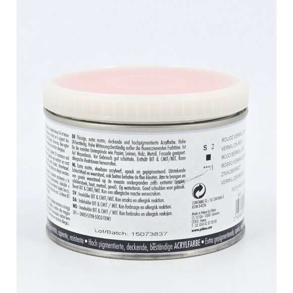Pebeo Mat Pub Vermillon Red 257005 Acrylic Paint 16.9 oz 500ml New - Picture 3 of 8